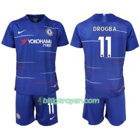 Billige Fotballdrakter Chelsea DROGBA 11 Barn Hjemmedraktsett 2018/19 Kortermet